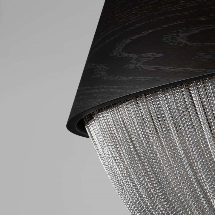 Modern Oak Aluminium Chain Chandelier