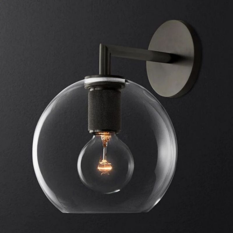 Mechanic Globe Shade Bedroom Sconce