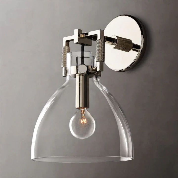 Navier Glass Bedroom Cloche Sconce 8"