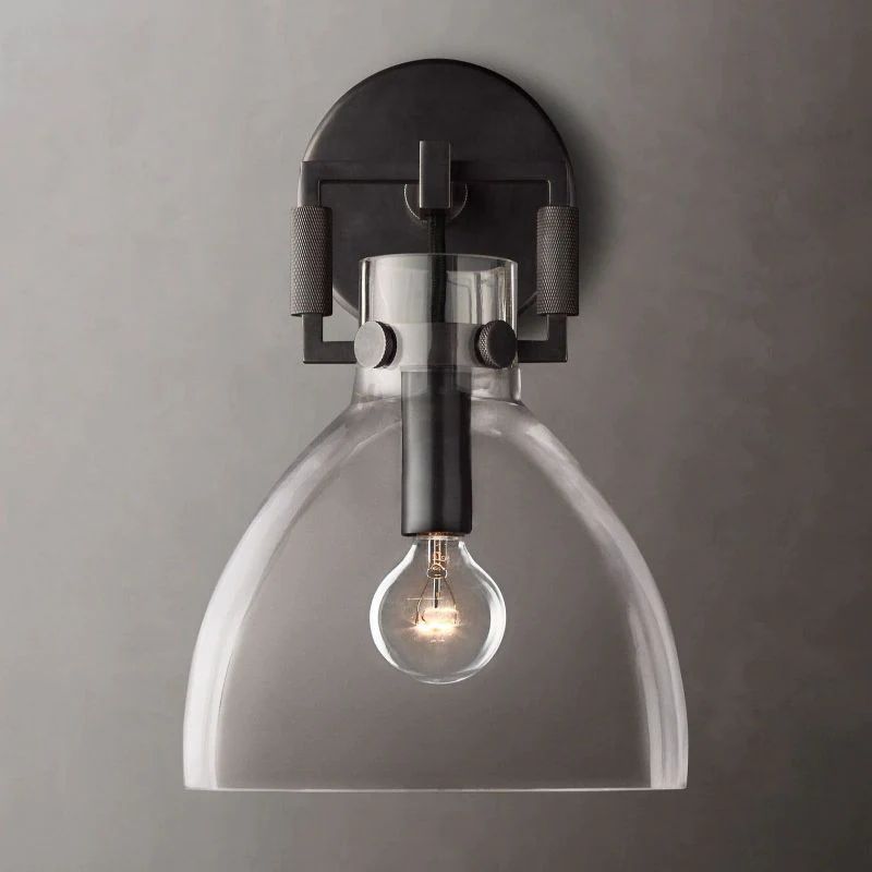Navier Glass Bedroom Cloche Sconce 8"