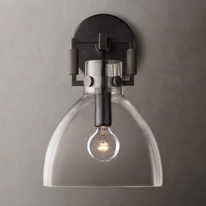 Navier Glass Bedroom Cloche Sconce 8"