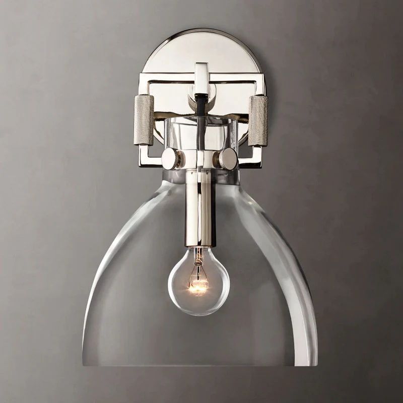 Navier Glass Bedroom Cloche Sconce 8"
