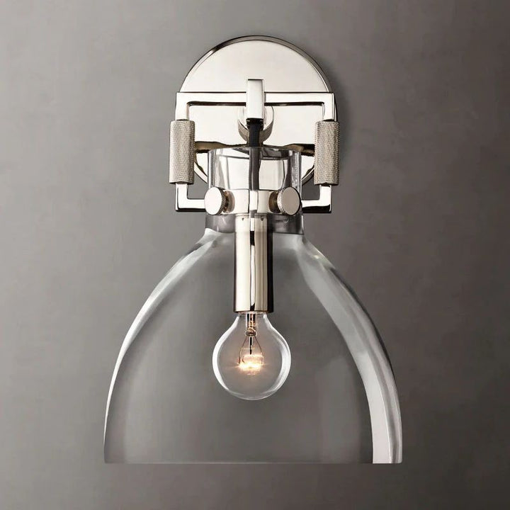 Navier Glass Bedroom Cloche Sconce 8"