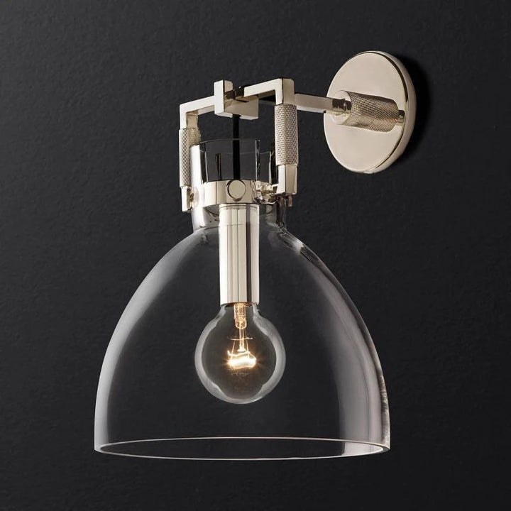Navier Glass Cloche Bedroom Sconce 10"
