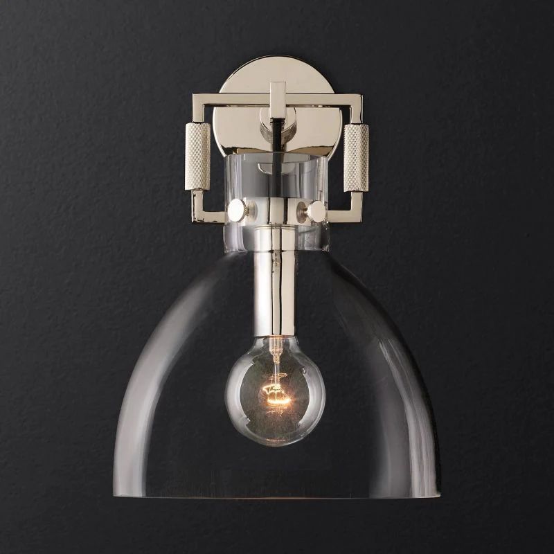 Navier Glass Cloche Bedroom Sconce 10"