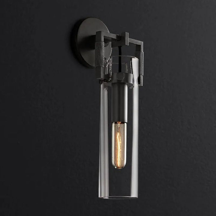 Navier Glass Cylinder Bedroom Wall Sconce 12"