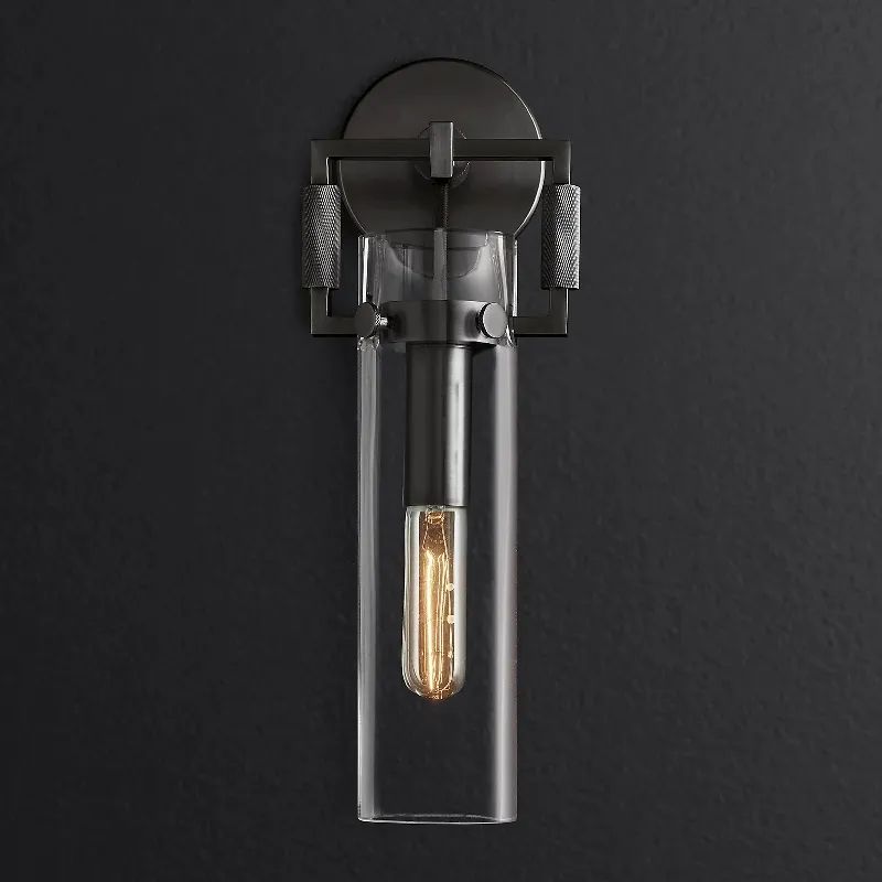 Navier Glass Cylinder Bedroom Wall Sconce 12"