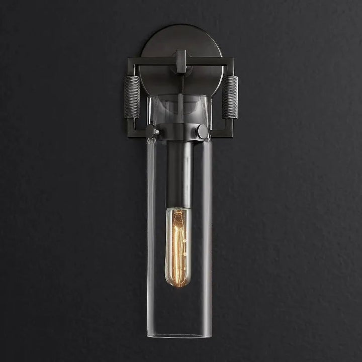 Navier Glass Cylinder Bedroom Wall Sconce 12"