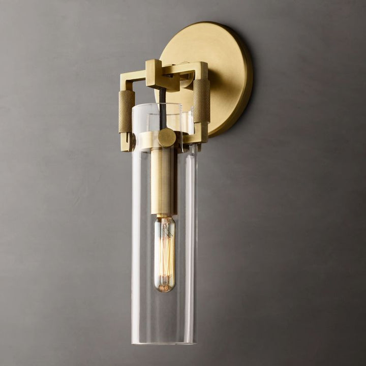 Navier Glass Cylinder Bedroom Wall Sconce 9"