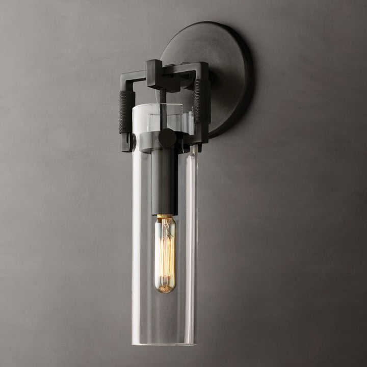 Navier Glass Cylinder Bedroom Wall Sconce 9"