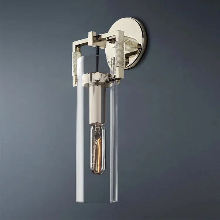 Navier Glass Cylinder Bedroom Wall Sconce 9"