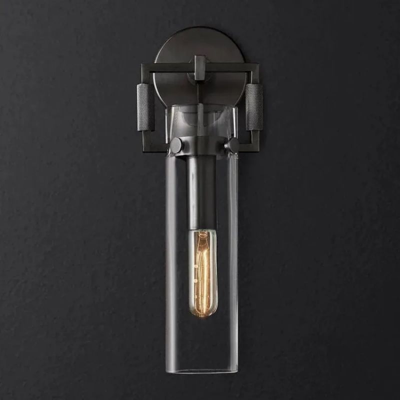 Navier Glass Cylinder Bedroom Wall Sconce 9"