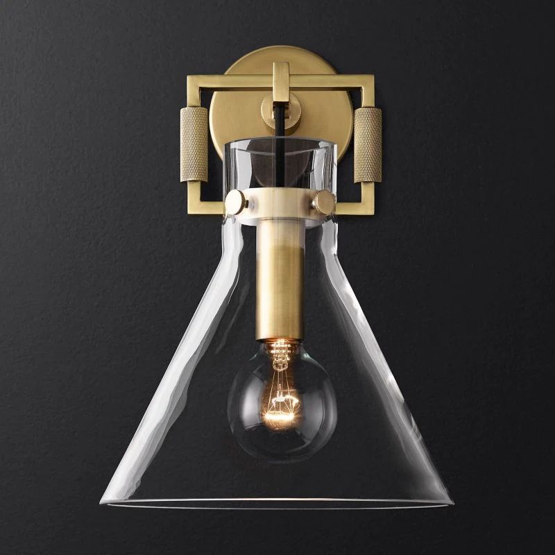 Navier Glass Funnel Bedroom Sconce