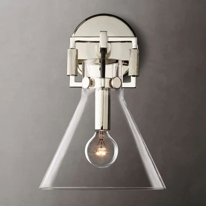 Navier Glass Funnel Bedroom Sconce