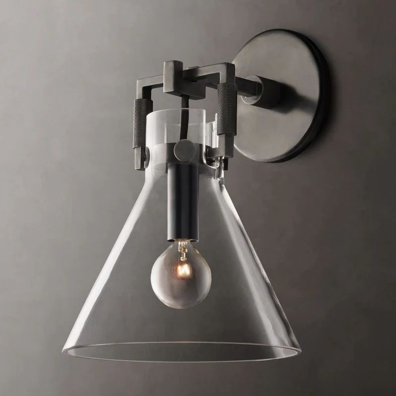 Navier Glass Funnel Bedroom Sconce