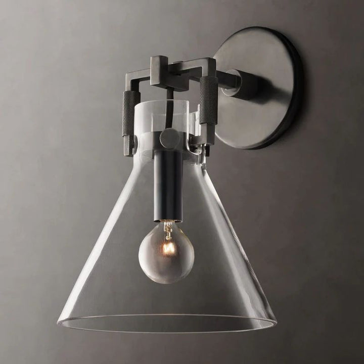 Navier Glass Funnel Bedroom Sconce