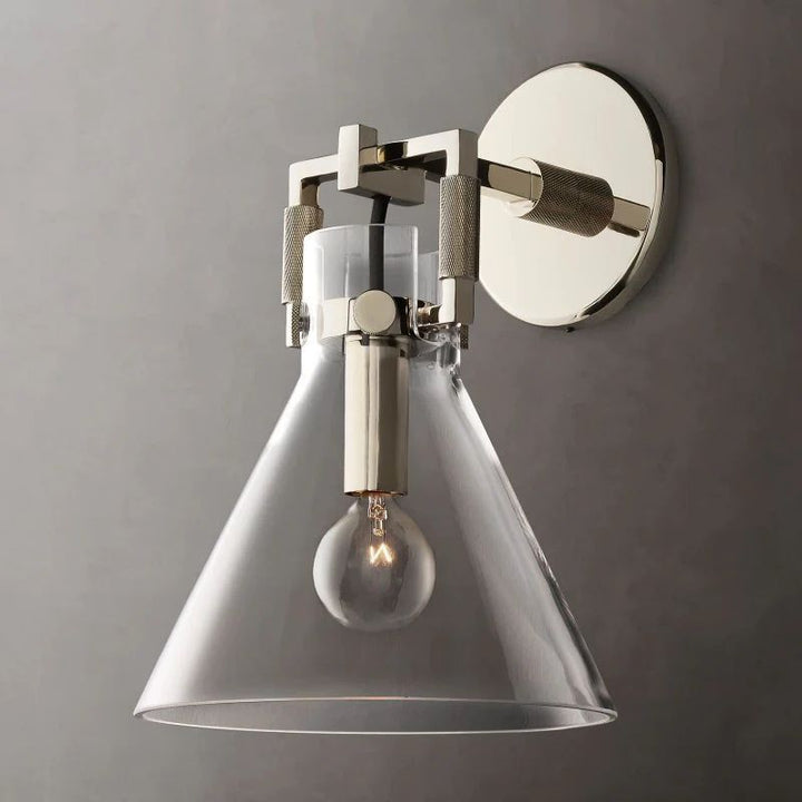 Navier Glass Funnel Bedroom Sconce