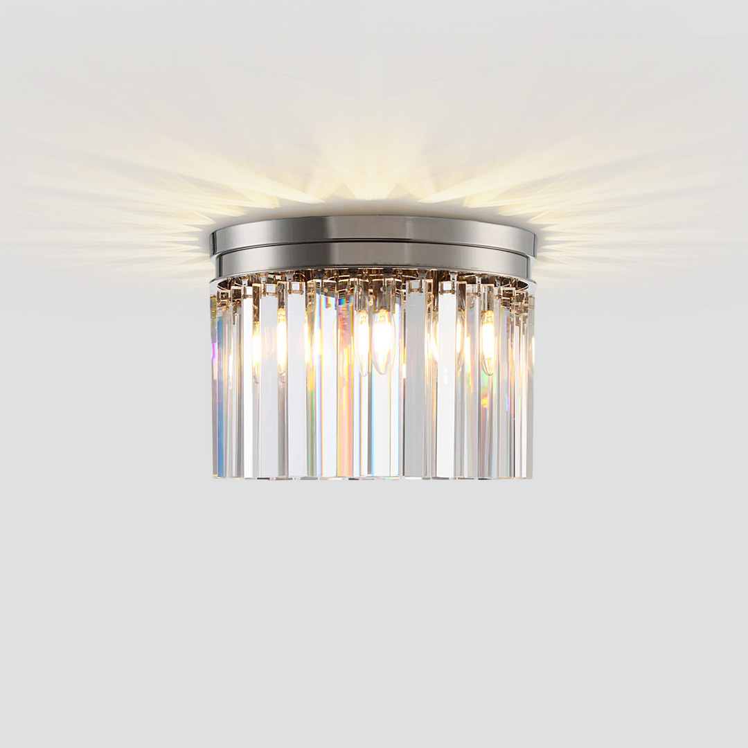 1920s Tedem 1-Tier Crystal Round Flushmount
