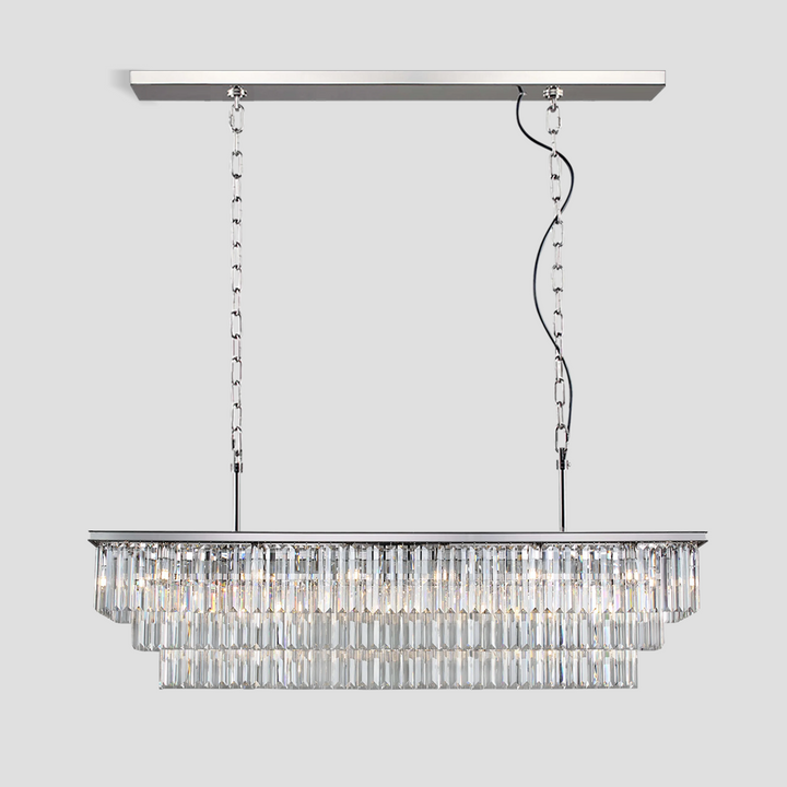1920s Tedem 3-Tier Crystal Rectangular Chandelier