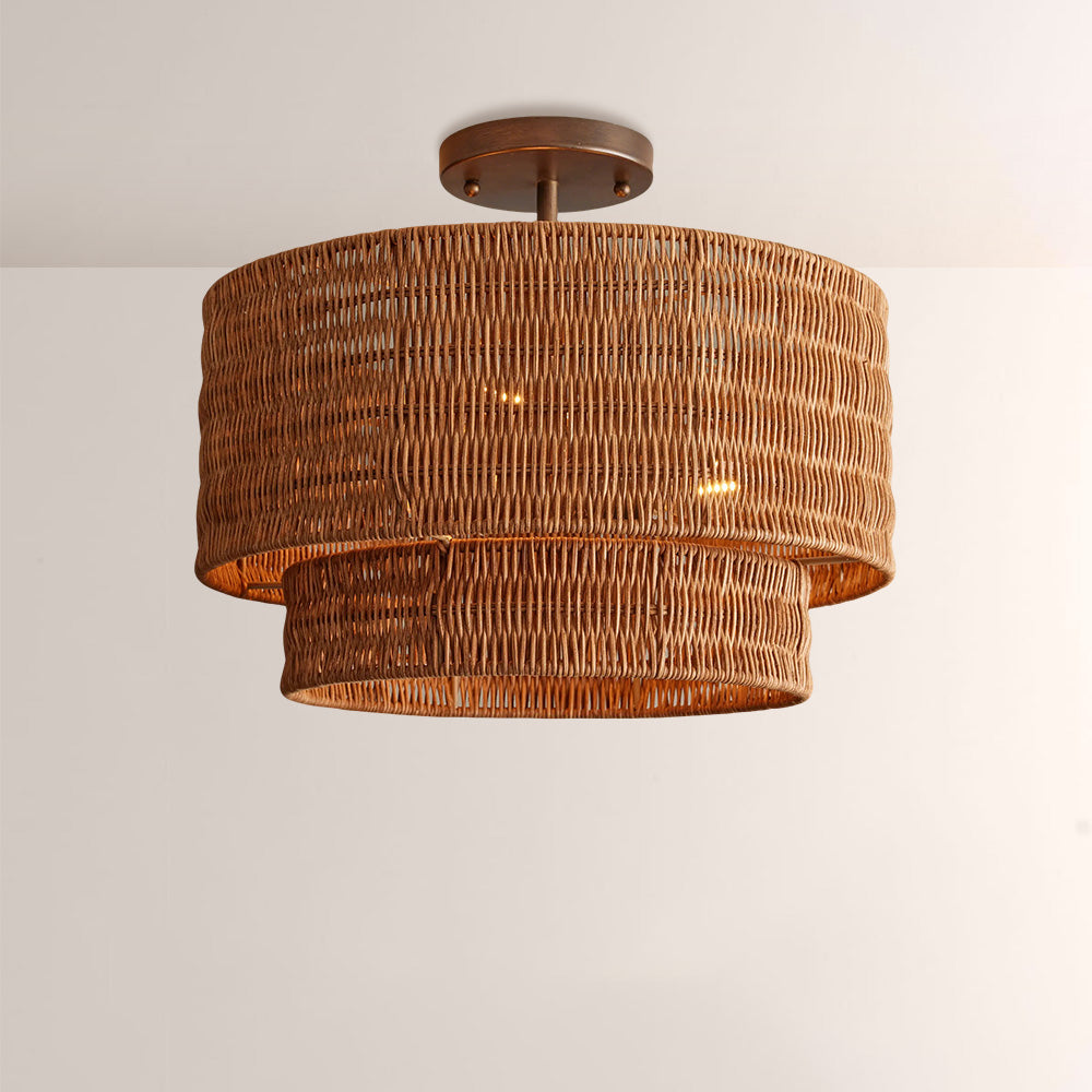 Pallue Rattan Flush Mount