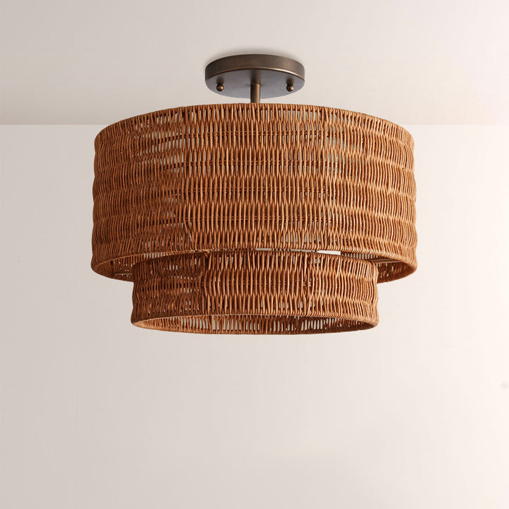 Pallue Rattan Flush Mount