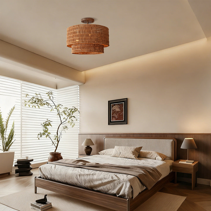 Pallue Rattan Flush Mount