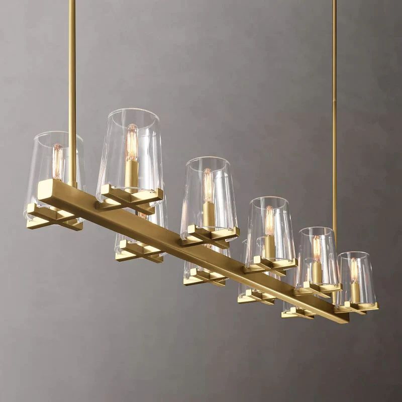 Pauille Glass Linear  Dining Room Chandelier 49"