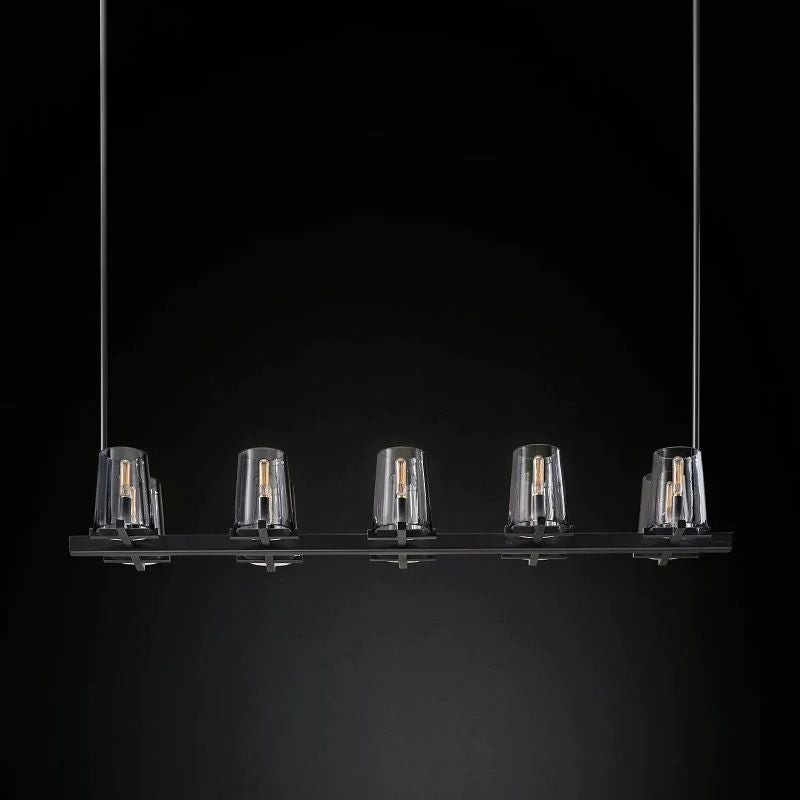 Pauille Glass Linear  Dining Room Chandelier 49"