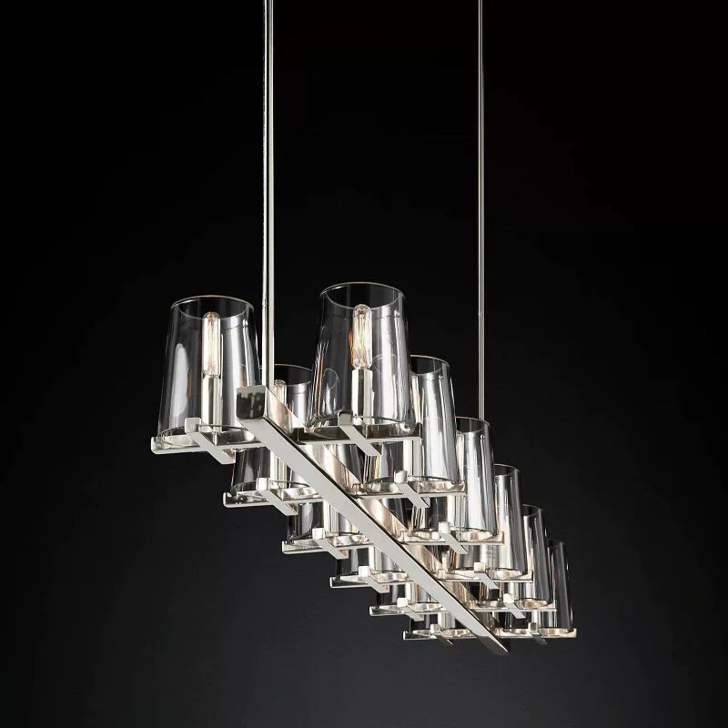 Pauille Glass Linear  Dining Room Chandelier 60"
