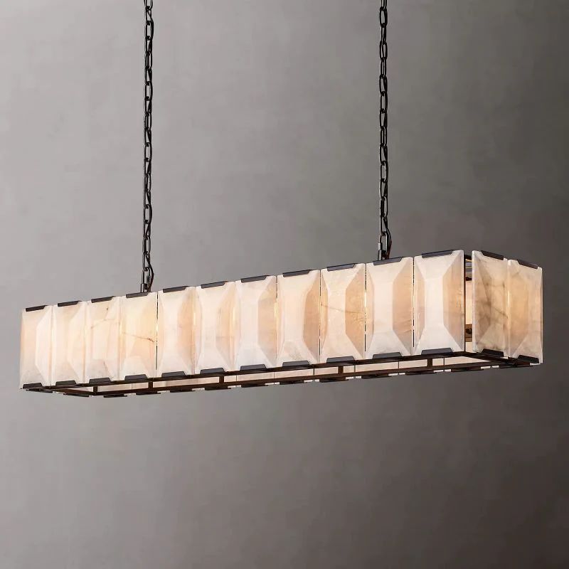 Paula Alabaster Rectangular Dining Room Chandelier 74"