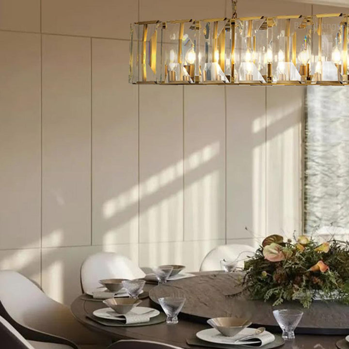 Paula Crystal Rectangular Chandelier 62"
