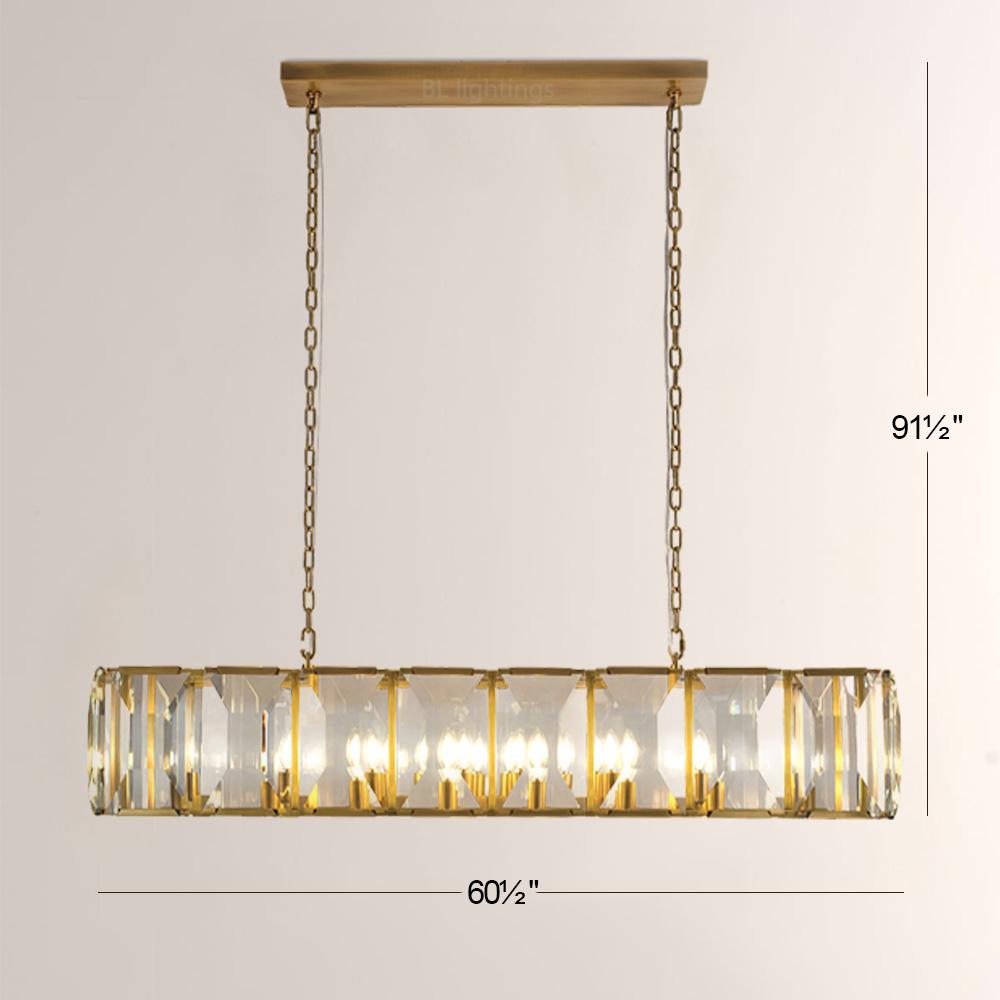 Paula Crystal Rectangular Chandelier 62"
