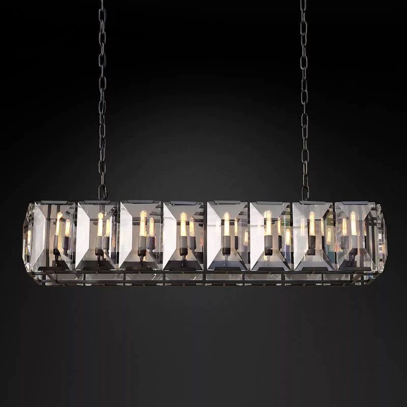 Paula Crystal Rectangular Dining Room Chandelier 54"
