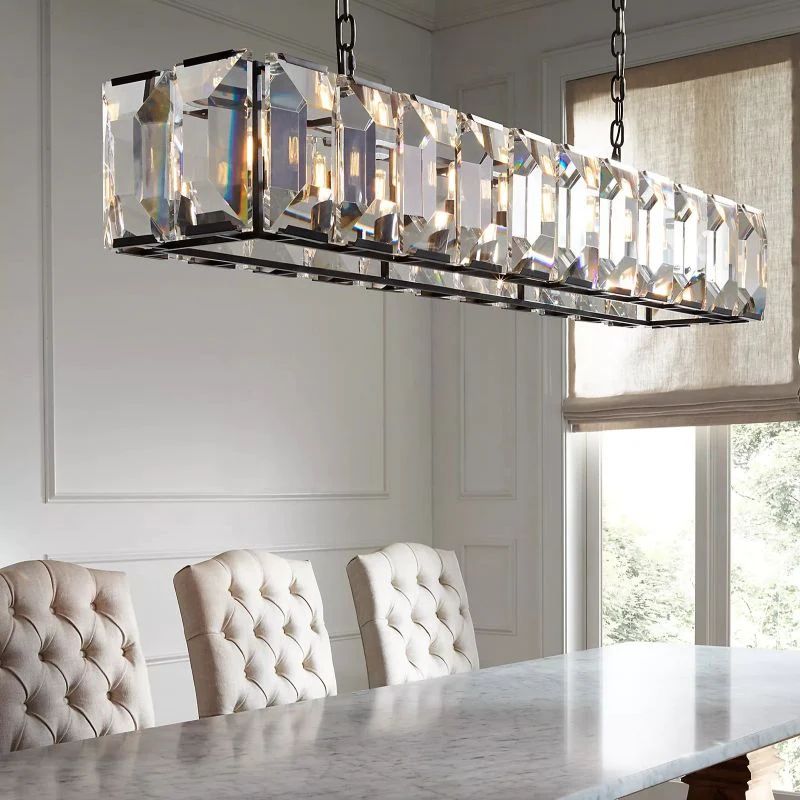 Paula Crystal Rectangular Dining Room Chandelier 74"