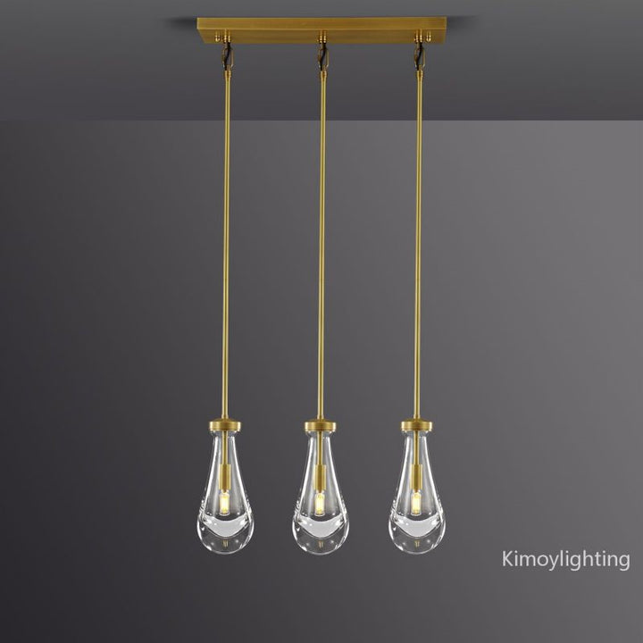 Raindrop Linear Dining Room Chandelier 3 Lights 22"L