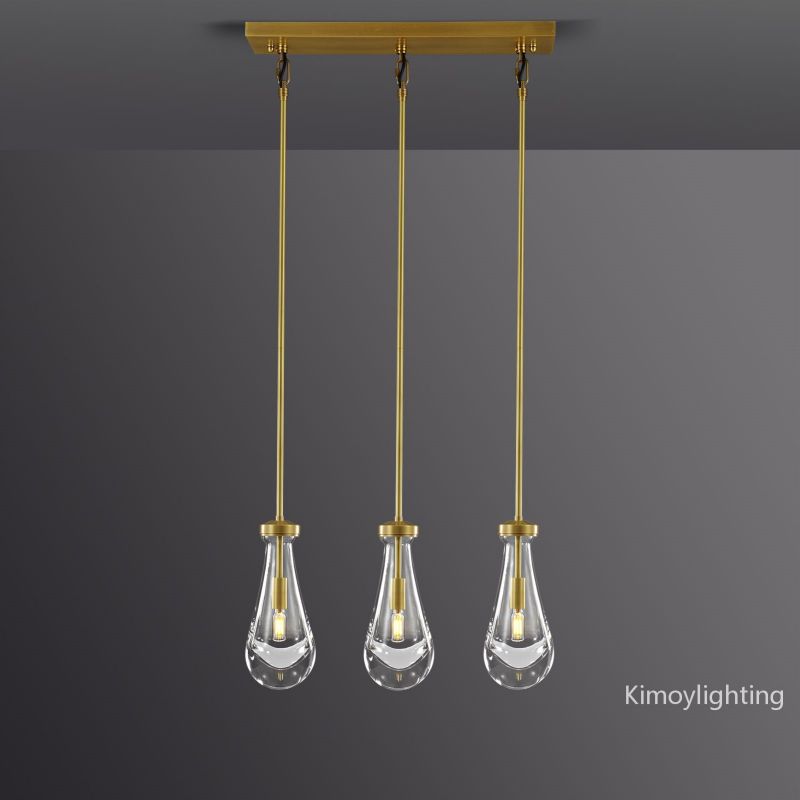 Raindrop Linear Dining Room Chandelier 3 Lights 22"L
