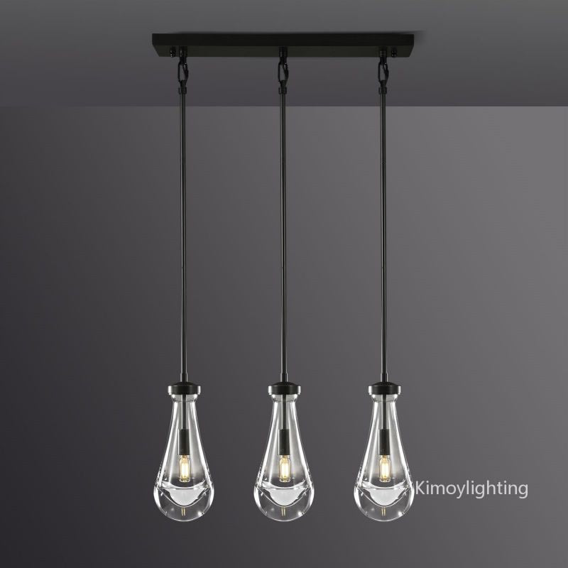 Raindrop Linear Dining Room Chandelier 3 Lights 22"L