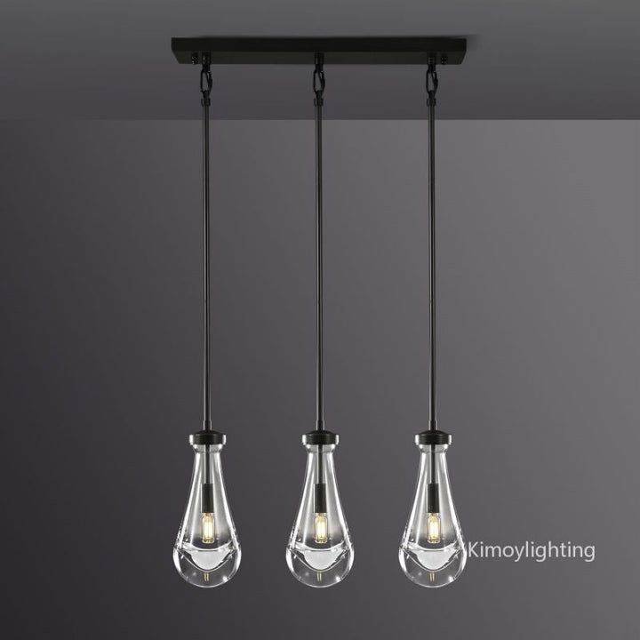 Raindrop Linear Dining Room Chandelier 3 Lights 22"L