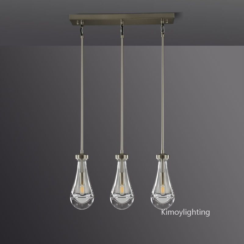 Raindrop Linear Dining Room Chandelier 3 Lights 22"L