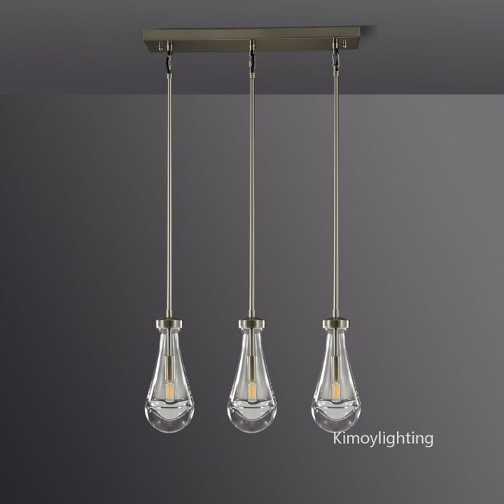 Raindrop Linear Dining Room Chandelier 3 Lights 22"L