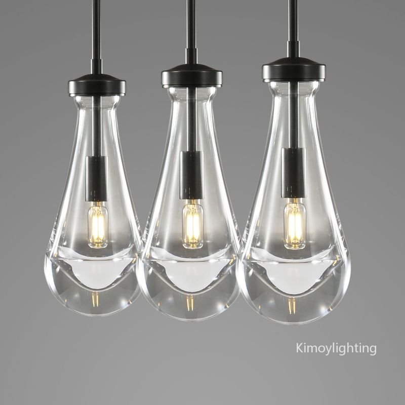 Raindrop Linear Dining Room Chandelier 3 Lights 22"L