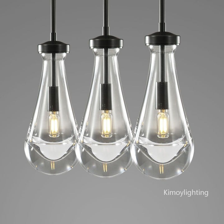 Raindrop Linear Dining Room Chandelier 3 Lights 22"L