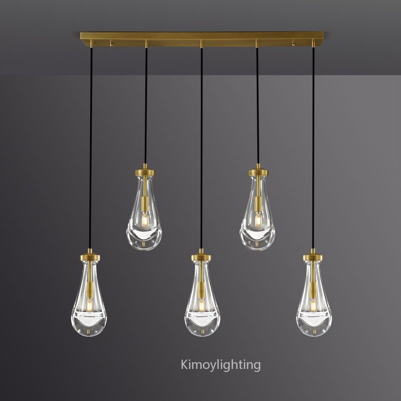 Raindrop Linear Dining Room Chandelier 5 Lights 36"L