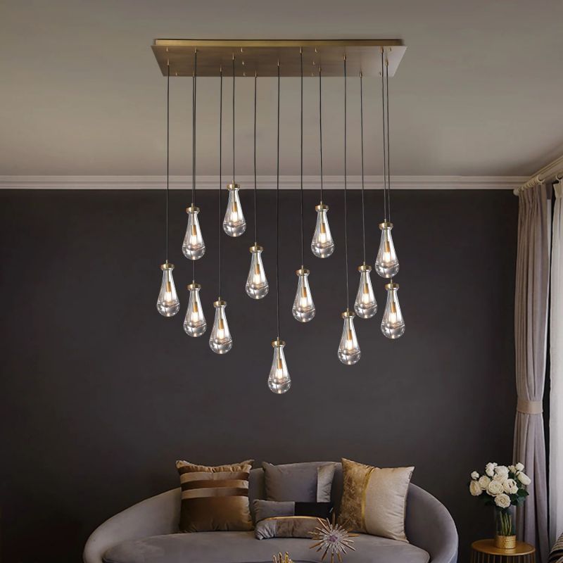 Raindrop Rectangular Dining Room Chandelier 54"