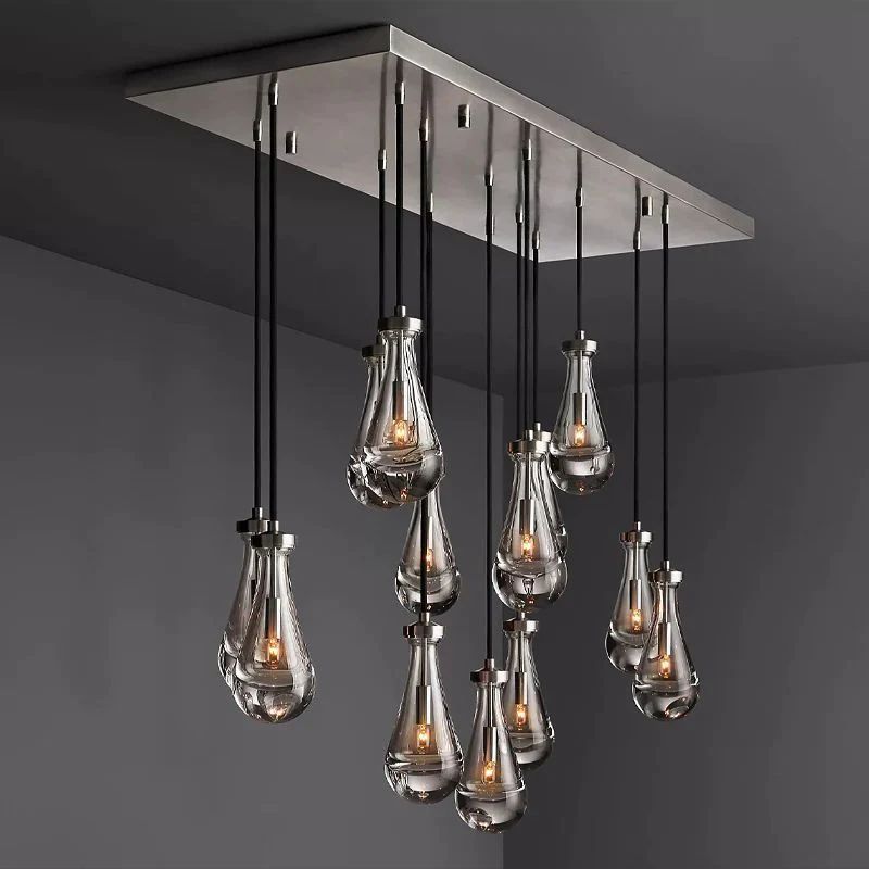 Raindrop Rectangular Dining Room Chandelier 54"