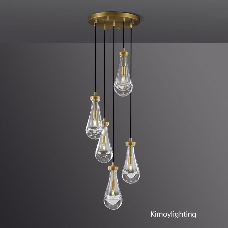 Raindrop Round Bedroom Chandelier 5 Lights 14"D