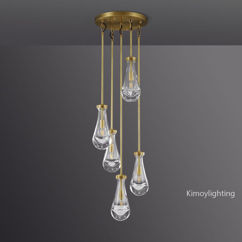 Raindrop Round Bedroom Chandelier 5 Lights 14"D