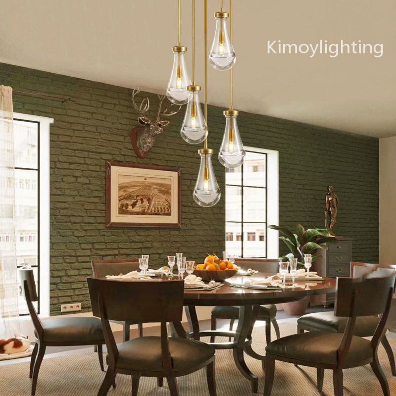 Raindrop Round Bedroom Chandelier 5 Lights 14"D