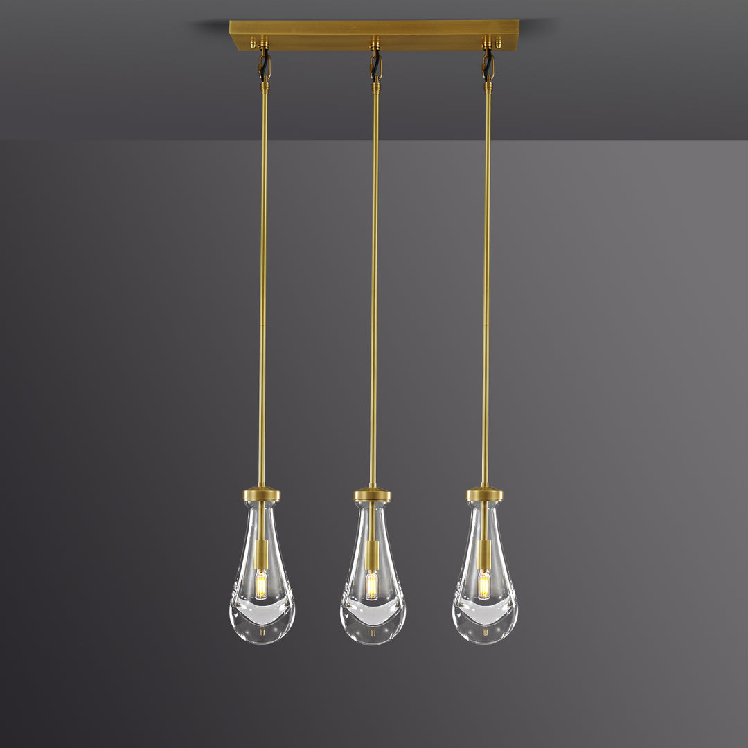Raindrop Linear Dining Room Chandelier 3 Lights 22"L