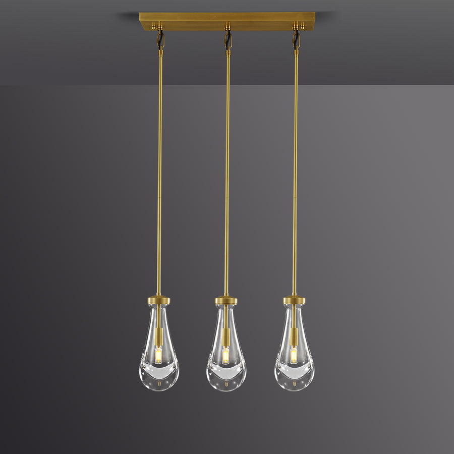 Raindrop Linear Dining Room Chandelier 3 Lights 22"L